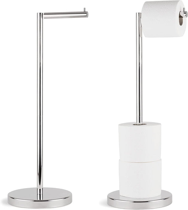 4 Rolls Storage - Free Standing Toilet Paper Holder Stand (Polished Chrome)