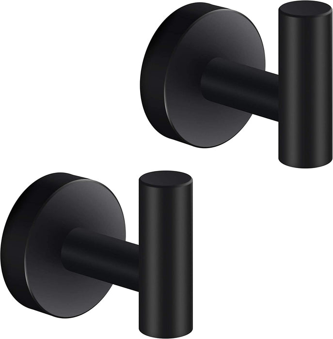 2pack Hooks - Towel/Coat Hooks-Door Hanger Single Hook (Matte Black)
