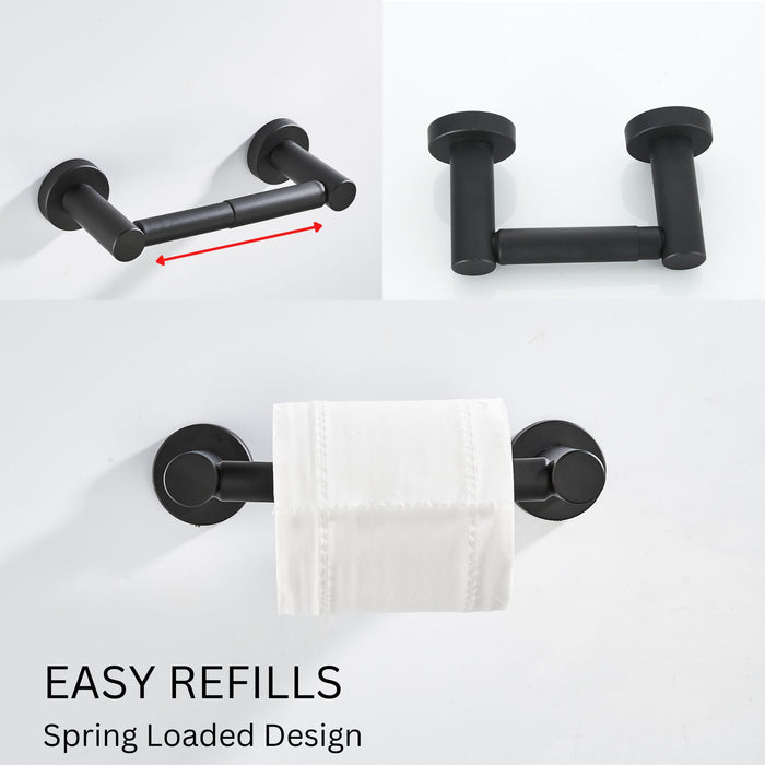 Spring Loaded Toilet Roll Holder (Matte Black)