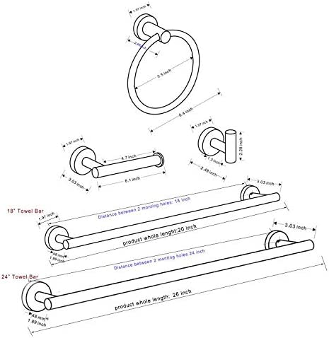 5 Piece  Bathroom Hardware Set (Stainless Steel)