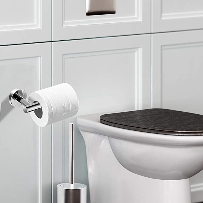 Toilet Paper Holder Towel Ring Towel Hook Set (Polished Chrome)