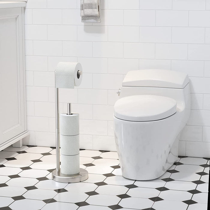 Free standing Toilet Paper Holder with reserve (Stainless Steel)