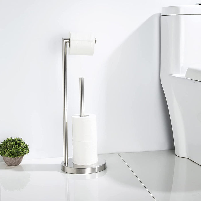Free standing Toilet Paper Holder with reserve (Stainless Steel)