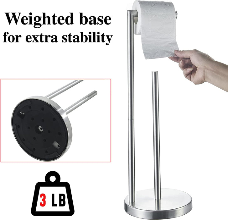 Free standing Toilet Paper Holder with reserve (Stainless Steel) — Marmolux