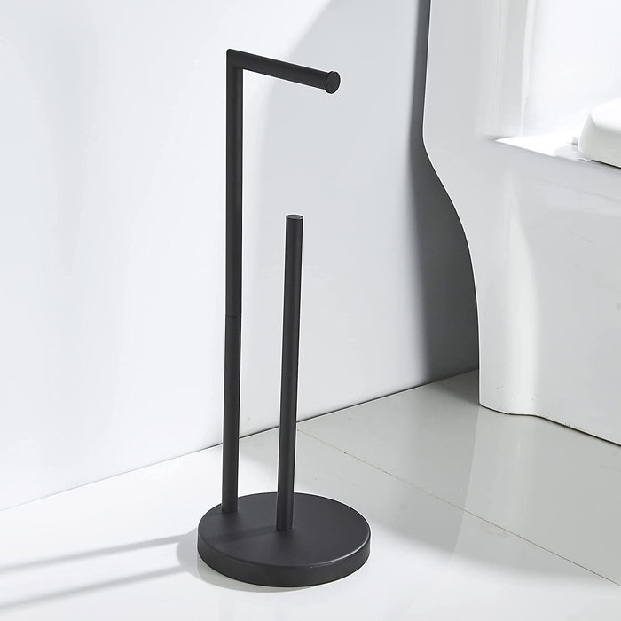 Free standing Toilet Paper Holder with reserve (Matte Black)