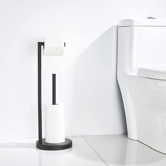 Free standing Toilet Paper Holder with reserve (Matte Black)