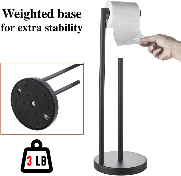 Free standing Toilet Paper Holder with reserve (Matte Black)