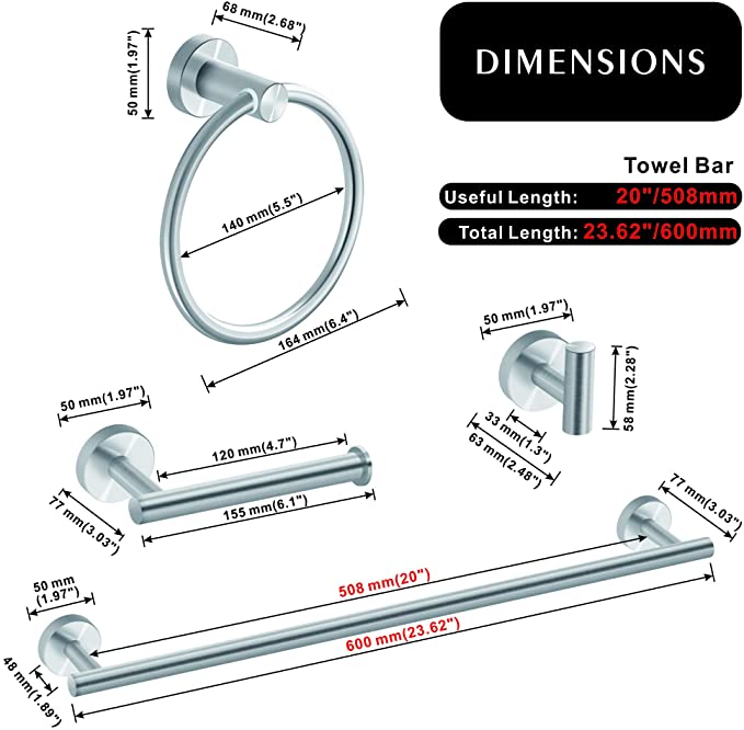 Bathroom Accessories Set of 4 (Polished Chrome)