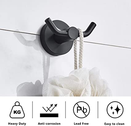 Double Towel Hook (Matte Black)