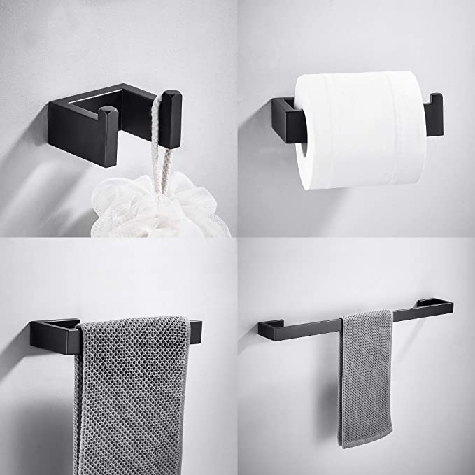 4 Pieces Wall Mounted Shelf (Matte Black)