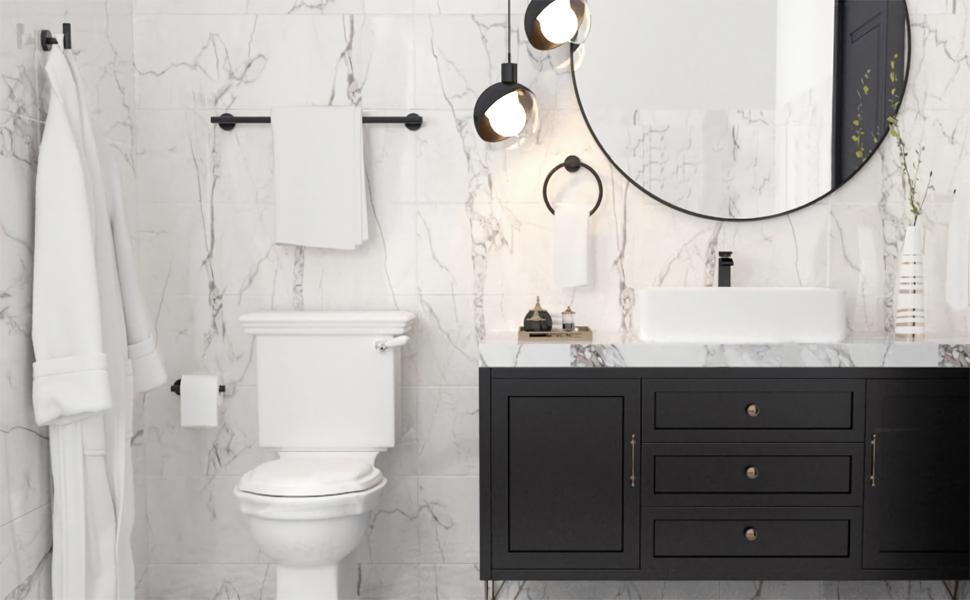 Bathroom Hardware Set of 4 (Matte Black)