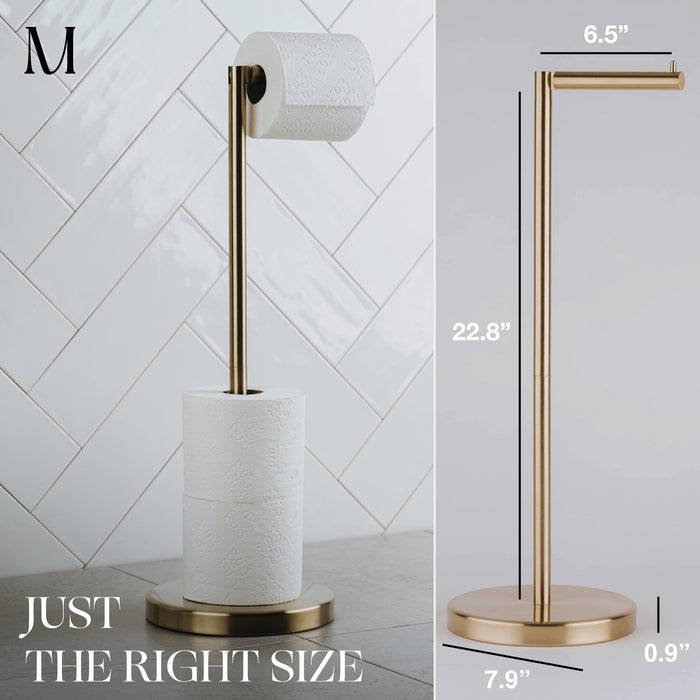 4 Rolls Storage - Free Standing Toilet Paper Holder Stand  (Gold)