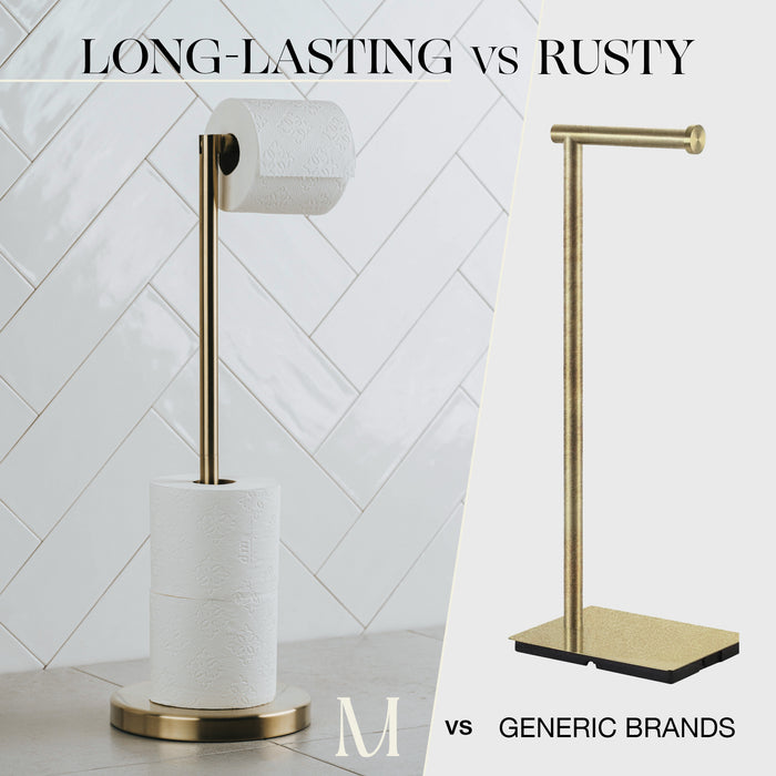 4 Rolls Storage - Free Standing Toilet Paper Holder Stand  (Gold)