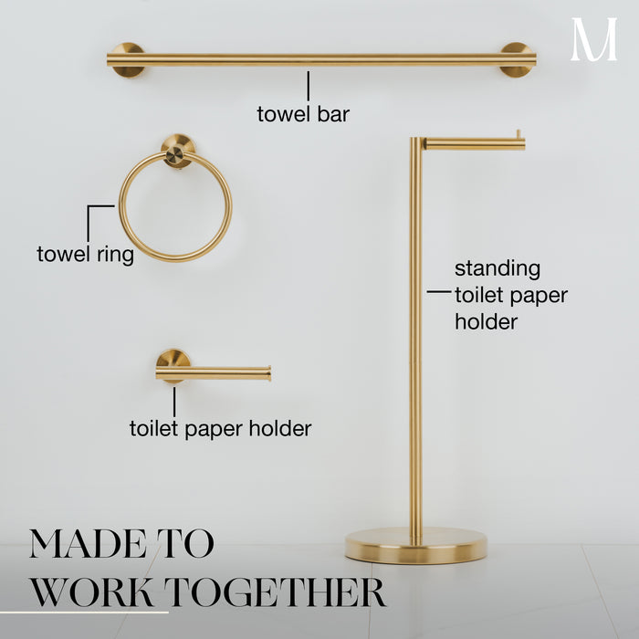 Toilet Roll Holder with Shelf & Anti-slip Mat - Brushed Brass