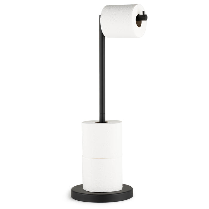 4 Rolls Storage - Free Standing Toilet Paper Holder Stand (Matte Black)