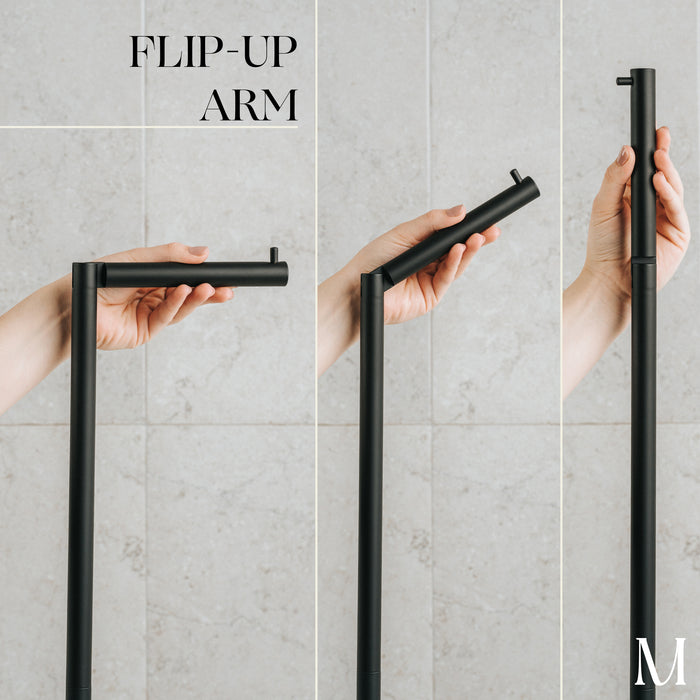 4 Rolls Storage - Free Standing Toilet Paper Holder Stand (Matte Black)