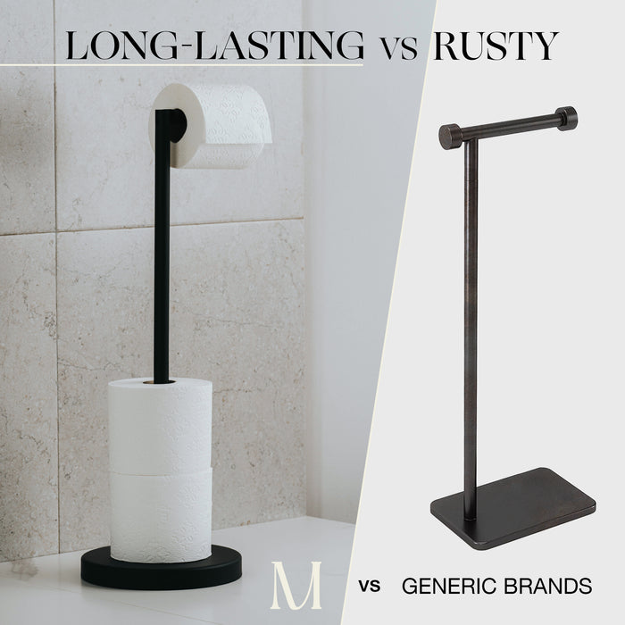 4 Rolls Storage - Free Standing Toilet Paper Holder Stand (Matte Black)