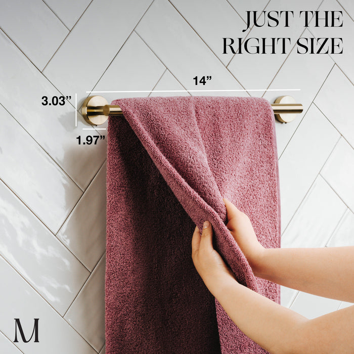 14 inches Bath Towel Bar - Round Design(Brushed Gold)