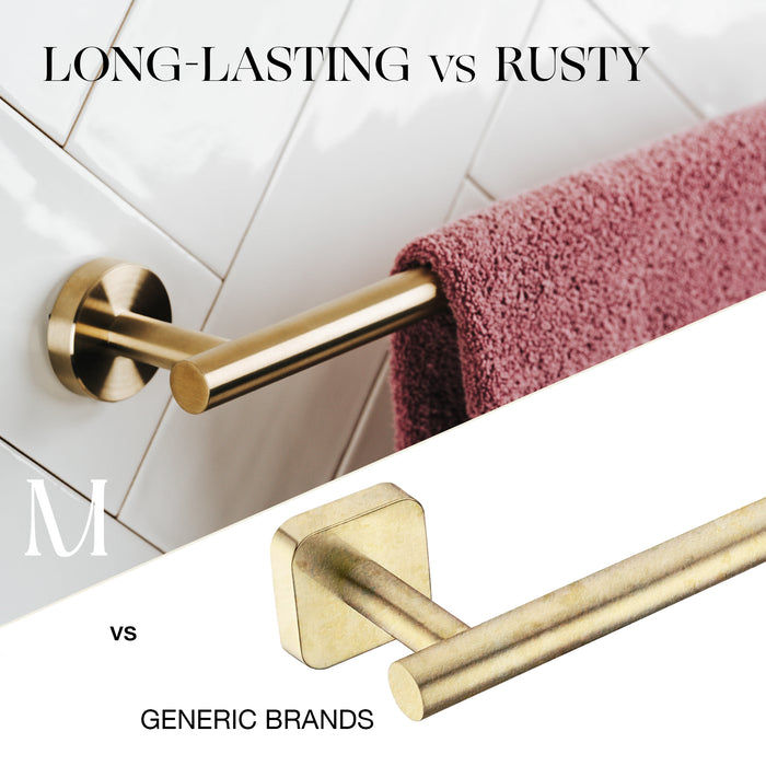 14 inches Bath Towel Bar - Round Design(Brushed Gold)
