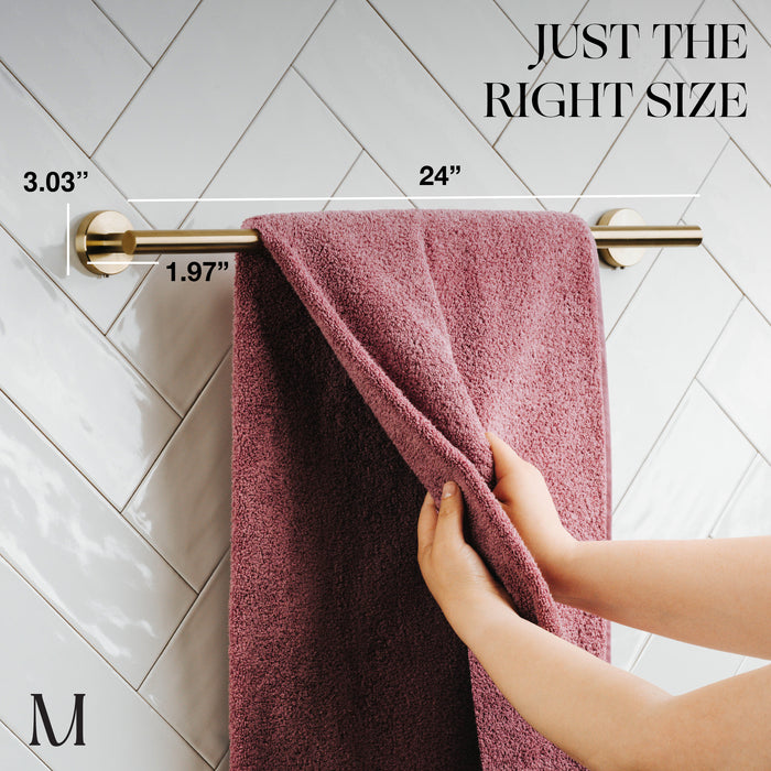 24 inches Bath Towel Bar - Round Design (Brushed Gold)