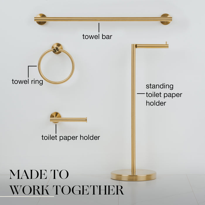 24 inches Bath Towel Bar - Round Design (Brushed Gold)