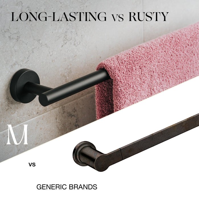 24 inches Bath Towel Bar - Round Design  (Matte Black)