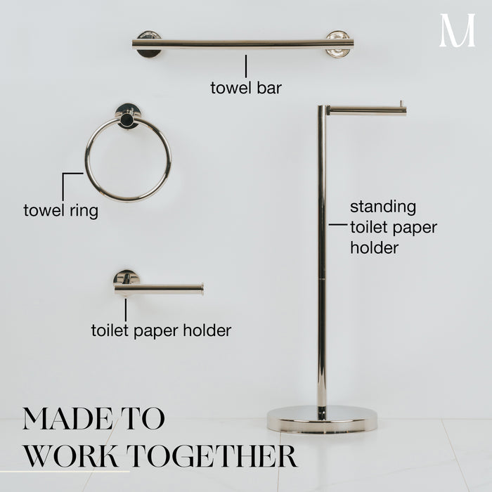 14 inches Bath Towel Bar - Round Design(Polished Chrome)