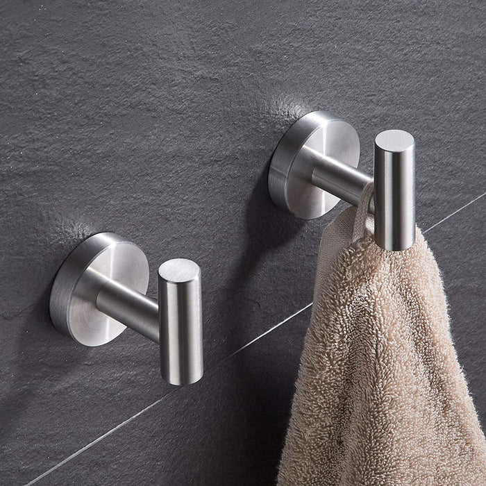 2pack Hooks - Towel/Coat Hooks-Door Hanger Single Hook (Brushed Steel)