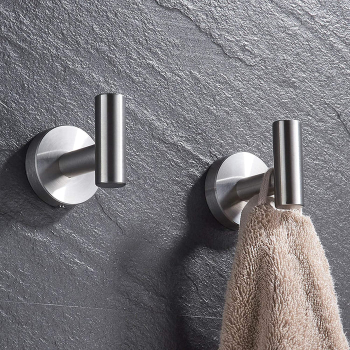 2pack Hooks - Towel/Coat Hooks-Door Hanger Single Hook (Brushed Steel)