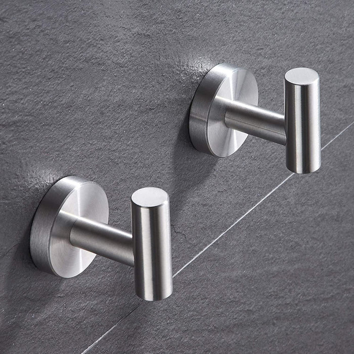 2pack Hooks - Towel/Coat Hooks-Door Hanger Single Hook (Brushed Steel)