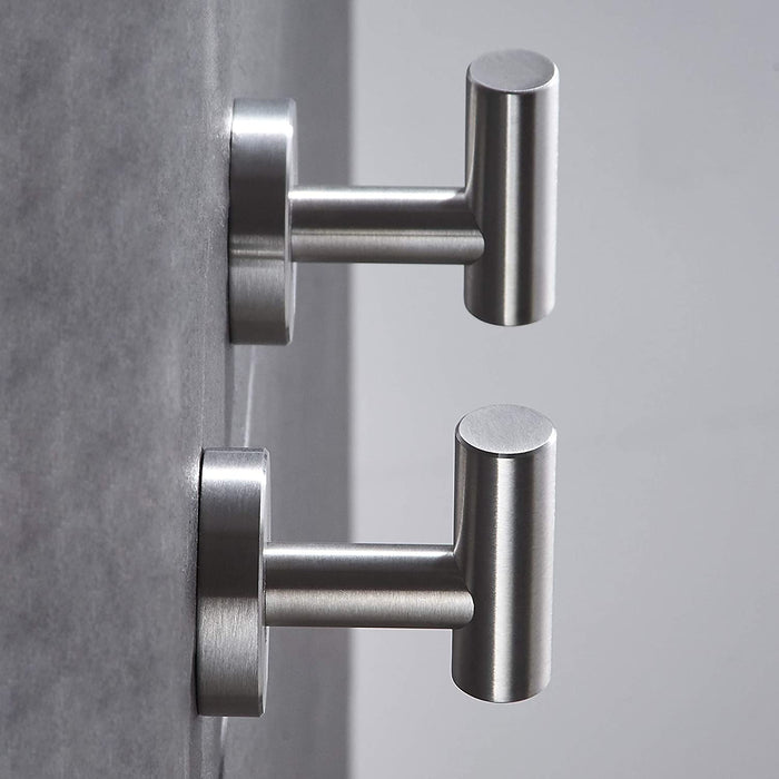 2pack Hooks - Towel/Coat Hooks-Door Hanger Single Hook (Brushed Steel)