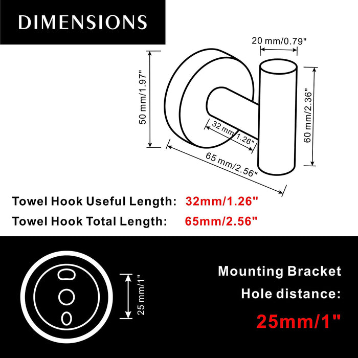 2pack Hooks - Towel/Coat/Robe Hooks-Door Hanger Single Hook