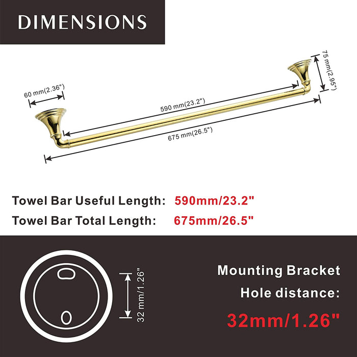 Gold Towel Rack for Bathroom - Bathroom Hardware Towel Bar
